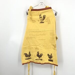Williams Sonoma Adult One Size Apron Rooster Chicken Yellow Farmhouse Tie Cotton